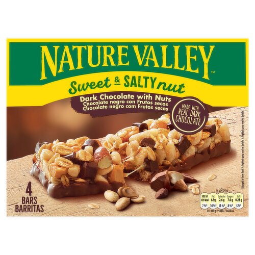 Nature Valley Sweet & Salty Nut Dark Chocolate with Nuts Cereal Bars 4 x 30g (120g)