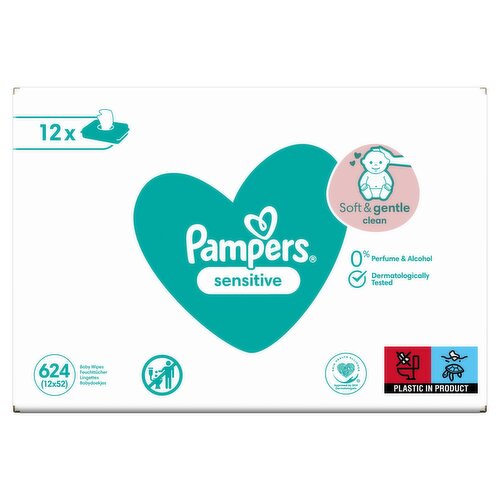 Pampers Sensitive Baby Wipes 12 Packs = 624 Baby Wet Wipes