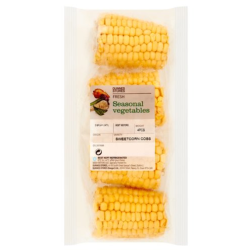 Dunnes Stores Fresh 4 Seasonal Vegetables Sweetcorn Cobs