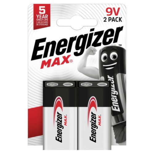 Energizer Max 9V Batteries, Alkaline, 2 Pack