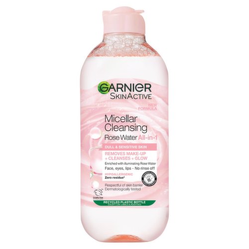 Garnier Micellar Rose Water Facial Cleanser for Dull Skin 400ml Cleanse & Glow