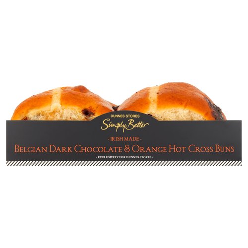 Dunnes Stores Simply Better Irish Made Belgian Dark Chocolate & Orange Hot Cross Buns 360g