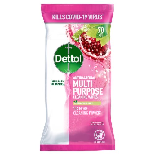 Dettol Antibacterial Multipurpose Cleaning Wipes, Pomegranate, 70 Large Wipes
