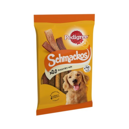 Pedigree Schmackos Adult Dog Treats Poultry Mix 20 Strips 144g