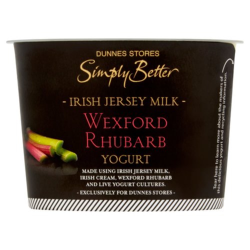 Dunnes Stores Simply Better Irish Jersey Milk Wexford Rhubarb Yogurt 150g