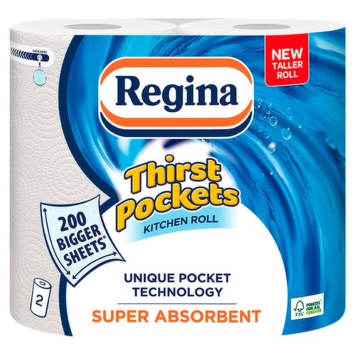 Regina Thirst Pockets Kitchen Roll 200 Bigger Sheets