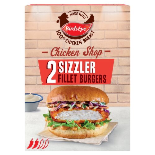 Birds Eye Chicken Shop 2 Sizzler Breaded Chicken Fillet Burgers 227g