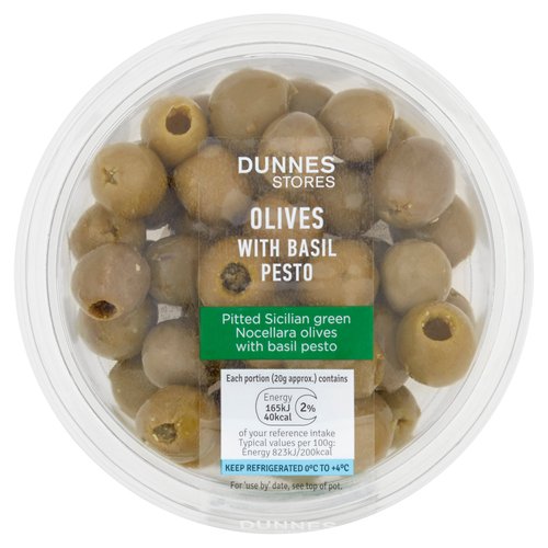 Dunnes Stores Olives with Basil Pesto 130g