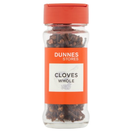 Whole Cloves<br/><br/><b>Pack Size</b><br/>20g ℮<br/><br/><br/><b>Ingredients</b><br/>Cloves<br/><br/><b>Allergy Text</b><br/>May contain Mustard, Celery and Sesame Seeds.<br/><br/><br/><b>Storage Type</b><br/>Ambient<br/><br/><b>Storage</b><br/>Store in a cool, dry place away from direct sunlight.<br/><br/>Packed In - United Kingdom<br/><br/><b>Origin</b><br/>Packed in the U.K.<br/><br/><b>Company Name</b><br/>Dunnes Stores<br/><br/><b>Company Address</b><br/>46-50 South Great George's Street,<br/>
Dublin 2.<br/>
<br/>
Store 3,<br/>
Forestside S.C.,<br/>
Upr. Galwally Rd.,<br/>
Belfast,<br/>
BT8 6FX.<br/><br/><b>Return To</b><br/>Quality Guarantee<br/>
If you try and are not satisfied with this product please return the item with original packaging and receipt to the store and we will be happy to replace or refund it for you. This does not affect your statutory rights.<br/>
Dunnes Stores,<br/>
46-50 South Great George's Street,<br/>
Dublin 2.<br/>
<br/>
Dunnes Stores,<br/>
Store 3,<br/>
Forestside S.C.,<br/>
Upr. Galwally Rd.,<br/>
Belfast,<br/>
BT8 6FX.<br/><br/>