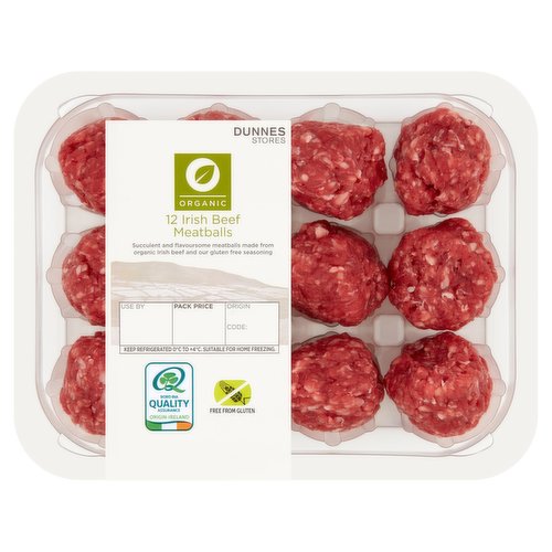 Dunnes Stores Organic 12 Irish Beef Meatballs 360g