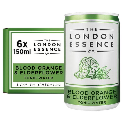 Blood Orange and Elderflower Flavoured Tonic Water<br/><br/><b>Nutritional Claims</b><br/>Low in Calories<br/><br/><b>Features</b><br/>Expertly distilled botanicals, to capture the essence of purest flavour<br/>Delicately light to flatter the flavour of spirits<br/>Low in calories, no artificial sweeteners<br/><br/><b>Pack Size</b><br/>150ml ℮<br/><br/><b>Usage Other Text</b><br/>Pack contains 6 servings of 150ml<br/><br/><b>Usage Count</b><br/>Number of uses - Servings - 6<br/><br/><b>Recycling Info</b><br/>Pack - Recycle<br/><br/><br/><b>Ingredients</b><br/>Sparkling Water<br/>Pure Fructose<br/>Flavourings (Natural Orange Flavourings, Natural Flavourings, Elderflower Distillate, Quinine)<br/>Acid (Citric Acid)<br/><br/><b>Number of Units</b><br/>6<br/><br/><b>Safety Warning</b><br/>CAUTION: PRESSURISED CONTAINERS, HANDLE WITH CARE<br/><br/><b>Storage Type</b><br/>Ambient<br/><br/><b>Preparation and Usage</b><br/>Sparkling drink; best served chilled.<br/><br/><b>Company Name</b><br/>WiseHead Productions<br/><br/><b>Company Address</b><br/>9 Roding Rd,<br/>
London,<br/>
E6 6LF.<br/>
<br/>
P.O. Box 2020,<br/>
Dublin 10,<br/>
Ireland.<br/><br/><b>Web Address</b><br/>londonessenceco.com<br/><br/><b>Return To</b><br/>WiseHead Productions,<br/>
9 Roding Rd,<br/>
London,<br/>
E6 6LF.<br/>
<br/>
WiseHead Productions,<br/>
P.O. Box 2020,<br/>
Dublin 10,<br/>
Ireland.<br/>
londonessenceco.com<br/>