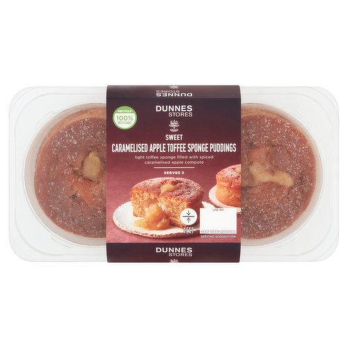 Dunnes Stores Sweet Caramelised Apple Toffee Sponge Puddings 2 x 120g (240g)