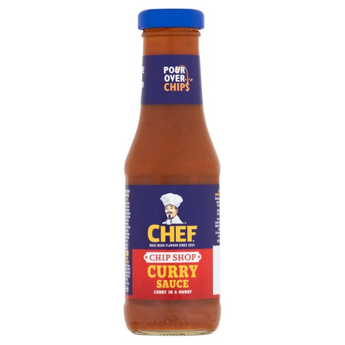 Chef curry sauce with sugar and sweetener<br/><br/><b>Features</b><br/>Bold Irish flavour since 1921<br/>Curry in a hurry<br/>Pour over chips<br/>Enjoy hot or cold<br/>Dare to dip<br/>Gluten free<br/><br/><b>Lifestyle</b><br/>Gluten free<br/><br/><b>Pack Size</b><br/>325g ℮<br/><br/><b>Usage Other Text</b><br/>This pack contains approx. 21 servings<br/><br/><b>Usage Count</b><br/>Number of uses - Servings - 21<br/><br/><br/><b>Ingredients</b><br/>Water<br/>Sugar<br/>Vegetable Fat<br/>Curry Spices 4.3% (Coriander, Turmeric, Cumin, Ginger, Cassia, Fenugreek, Chilli, Clove, <span style='font-weight: bold;'>Mustard</span> Flour, Black Pepper, Garlic Powder, Fennel)<br/>Rice Starch<br/>Modified Maize Starch<br/>Tomato Powder<br/>Flavourings (contains <span style='font-weight: bold;'>Celery</span>)<br/>Glucose<br/>Lactic Acid<br/>Salt<br/>Flavour Enhancers: (Monosodium Glutamate, Sodium 5'-Ribonucleotides)<br/>Citric Acid<br/>Sweetener (Sucralose)<br/><br/><b>Allergy Advice</b><br/>For allergens, please see ingredients in <span style='font-weight: bold;'>bold</span>.<br/><br/><br/><b>Storage Type</b><br/>Ambient<br/><br/><b>Storage</b><br/>Refrigerate after opening and consume within 8 weeks.<br/>
Best Before: See Cap.<br/><br/><b>Preparation and Usage</b><br/>Shake well before use.<br/><br/>Country of Origin - Ireland<br/><br/><b>Origin</b><br/>Made in Ireland using EU and non-EU spices<br/><br/><b>Company Name</b><br/>Valeo Foods<br/><br/><b>Company Address</b><br/>Merrywell Industrial Estate,<br/>
Ballymount,<br/>
Dublin 12.<br/><br/><b>Telephone Helpline</b><br/>1800 855 706<br/><br/><b>Web Address</b><br/>www.valeofoods.ie<br/><br/><b>Return To</b><br/>Valeo Foods,<br/>
Merrywell Industrial Estate,<br/>
Ballymount,<br/>
Dublin 12.<br/>
For Customer Care, call: 1800 855 706<br/>
Or for more information visit: www.valeofoods.ie<br/>
