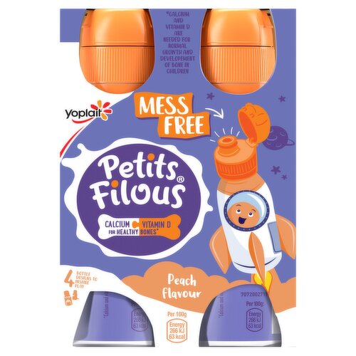 Petits Filous Kids Peach Yoghurt Drink 4 x 100g