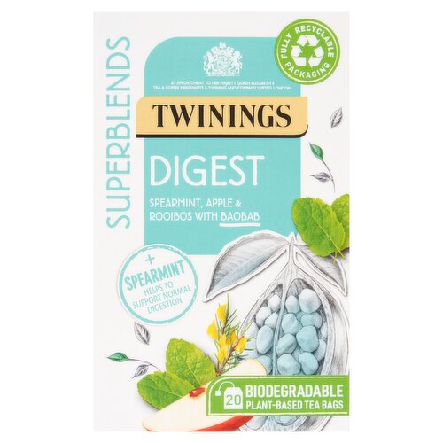 Twinings Superblends Digest Spearmint, Apple & Rooibios with Baobab 20 Tea Bags 35g