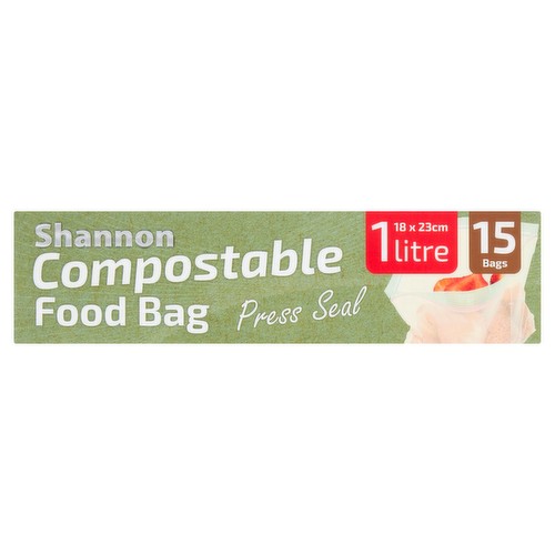 Shannon Compostable Food Bag Press Seal 1 Litre 15 Bags