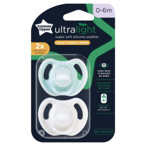 Tommee Tippee 2 Ultra Light Super Soft Silicone Soothers 0-6m