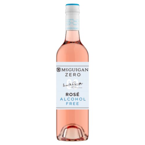 Alcohol Free Wine Based Drink<br/><br/><b>Features</b><br/>Alcohol Free<br/>Suitable for Vegans<br/><br/><b>Lifestyle</b><br/>Suitable for Vegans<br/><br/><b>Pack Size</b><br/>75cL ℮<br/><br/><br/><b>Ingredients</b><br/>De-Alcoholised Wine (100%)<br/>Carbon Dioxide<br/>Preservatives (E220, E224)<br/>Thickener (E414)<br/><br/><b>Allergy Text</b><br/><span style='font-weight: bold;'>Contains Sulphites.</span><br/><br/><br/><b>Region of Origin</b><br/>South Eastern Australia<br/><br/><b>Wine Alcohol Data</b><br/>Agent - Australian Vintage Ltd<br/>Current Vintage - NV<br/>Grape Variety - Rosé Grape Blend<br/>History - McGuigan Wines was established to celebrate the culmination of 3 generations of wine growing by the McGuigan family. Founder Brian McGuigan adopted the central symbol of the family crest, the lion, to reflect inspiration & the McGuigan's enduring spirit & passion for producing great quality Australian wine. Today Brian's brother, Neil McGuigan, is at the helm of McGuigan Wines & continues the proud family tradition. IWSC Winemaker of the Year-2009/11/12/16 & IWC White Winemaker of the Year-2009/12/13/19<br/>Producer - Australian Vintage (UK) Ltd<br/>Regional Information - The climate is hot with high evaporation rates & generally low rainfall making irrigation essential. The climate is also continental, resulting in long sunny days and noticeably cooler nights. Modern viticultural & winemaking techniques mean that the climate can be seen as one of the region's strengths.<br/>Vinification Details - McGuigan Zero is created using state-of-the-art spinning cone technology. By drawing the wine into super fine layers for efficient vaporisation, alcohol may be removed at lower temperatures than ever before, thus resulting in a truly beautiful tasting product.<br/>Winemaker - Jamie Saint<br/><br/><b>Wine Colour</b><br/>Colour - Rosé<br/><br/><b>Storage Type</b><br/>Ambient<br/><br/><b>Storage</b><br/>Refrigerate after opening and consume with two days.<br/><br/><b>Recommended Storage</b><br/>Storage Type - This wine is ideal for drinking now but can be kept for up to <><br/><br/>Country of Origin - Australia<br/><br/><b>Company Name</b><br/>Australian Vintage (UK) Limited / Australian Vintage (Europe) Limited<br/><br/><b>Company Address</b><br/>Australian Vintage (UK) Limited,<br/>
Surrey,<br/>
CR0 6BA,<br/>
UK.<br/>
<br/>
Australian Vintage (Europe) Limited,<br/>
Dublin 2,<br/>
D02 F206,<br/>
Ire.<br/><br/><b>Durability after Opening</b><br/>Consume Within - Days - 2<br/><br/><b>Web Address</b><br/>www.mcguiganwines.co.uk<br/><br/><b>Return To</b><br/>Australian Vintage (UK) Limited,<br/>
Surrey,<br/>
CR0 6BA,<br/>
UK.<br/>
<br/>
Australian Vintage (Europe) Limited,<br/>
Dublin 2,<br/>
D02 F206,<br/>
Ire.<br/>
www.mcguiganwines.co.uk<br/>