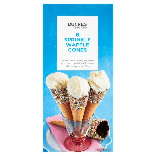 Dunnes Stores 6 Sprinkle Waffle Cones