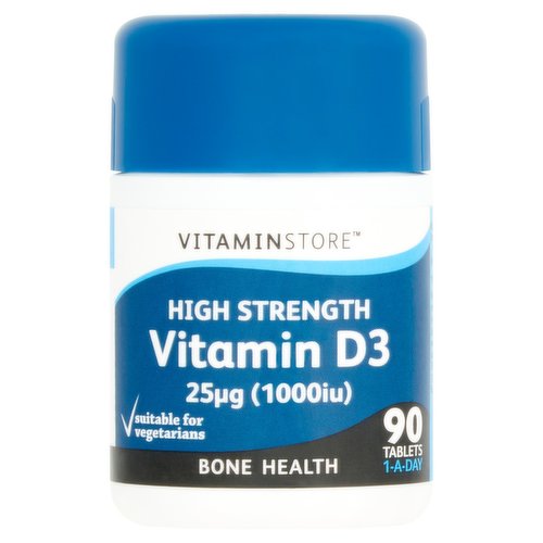 Vitamin Store High Strength Vitamin D3 25µg (1000iu) 90 Tablets