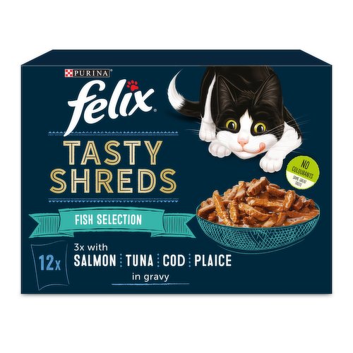 FELIX Tasty Shreds Fish Selection in Gravy Wet Cat Food 12x80g