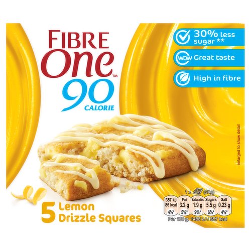 Fibre One 90 Calorie Lemon Drizzle Squares 5 x 24g (120g)