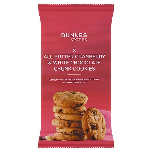 Dunnes Stores 8 All Butter Cranberry & White Chocolate Chunk Cookies 160g