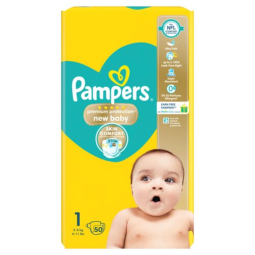 Pampers New Baby Size 1, 50 Nappies