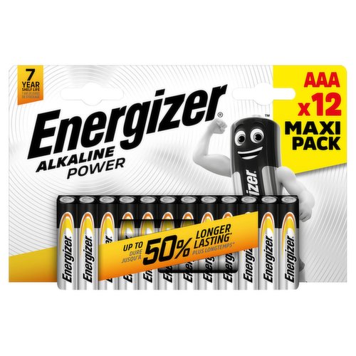 Energizer Alkaline Power AAA Batteries, 12 Pack