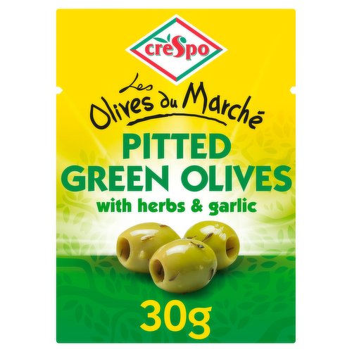 Crespo Pitted Green Olives with Herbs & Garlic 30g