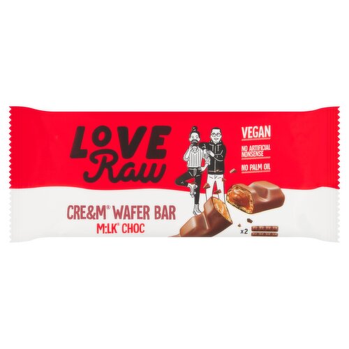 LoveRaw Cream Wafer Bar Milk Choc 2 x 21.5g (43g)