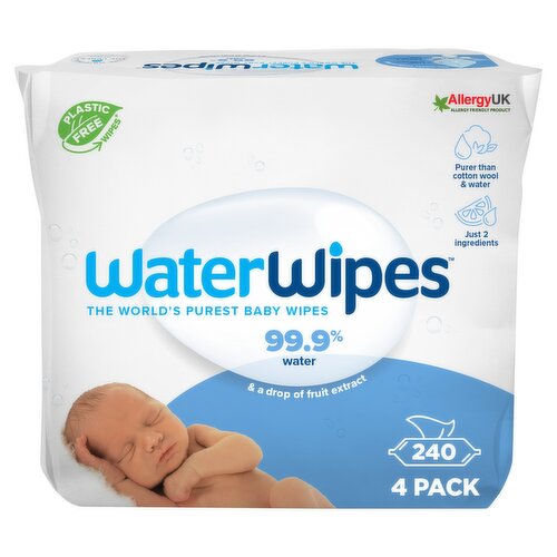 WaterWipes 240 Baby Wipes 4 Packs x 60