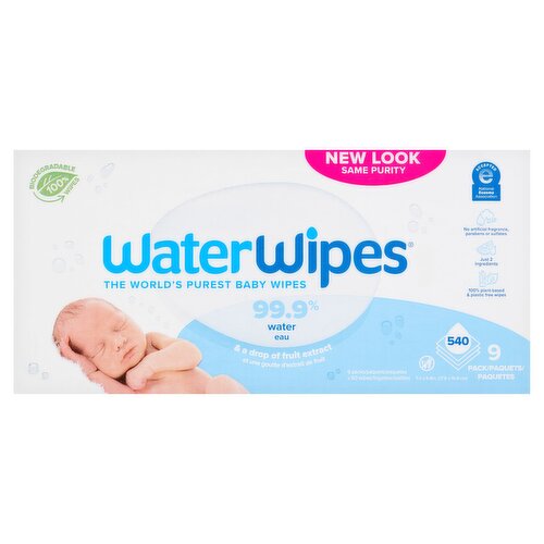 WaterWipes 540 Baby Wipes 9 Pack