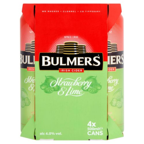 Bulmers Irish Cider Strawberry & Lime 4 x 500ml