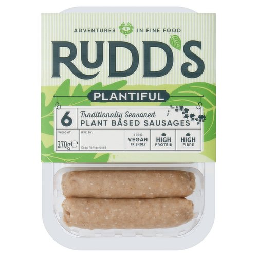 Rudd's Plantiful 6 Traditionally Seasoned Plant Based Sausages 270g