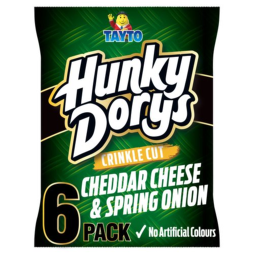 Tayto Hunky Dory's Crinkle Cut Cheddar Cheese & Spring Onion Flavour Potato Crisps 6 x 25g