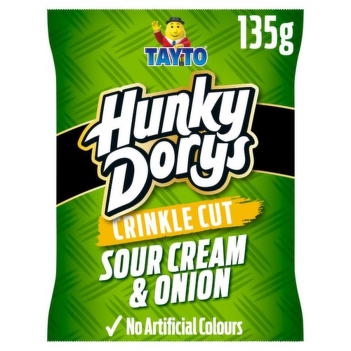 Tayto Hunky Dorys Crinkle Cut Sour Cream & Onion Flavour Potato Crisps 135g