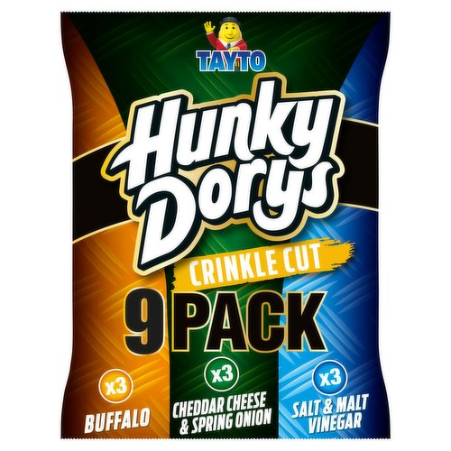 Tayto Hunky Dorys Crinkle Cut Variety Pack 9 x 25g