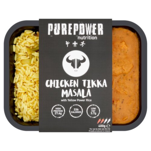 PUREPOWER Nutrition Chicken Tikka Masala with Yellow Power Rice 400g