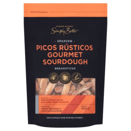 Dunnes Stores Simply Better Spanish Picos Rústicos Gourmet Sourdough Breadsticks 140g