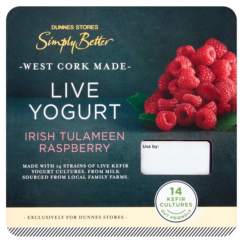 Dunnes Stores Simply Better Live Yogurt Irish Tulameen Raspberry 4 x 125g (500g)