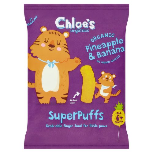 Chloe's Organics Organic Pineapple & Banana Super Puffs Age 6+ Months 20g