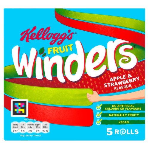 Kellogg's Fruit Winders Doubles Strawberry & Apple Snack Rolls 5x17g