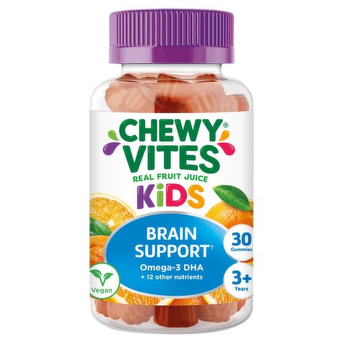 Chewy Vites 30 Real Fruit Juice Kids Brain Support Gummies 3+ Years