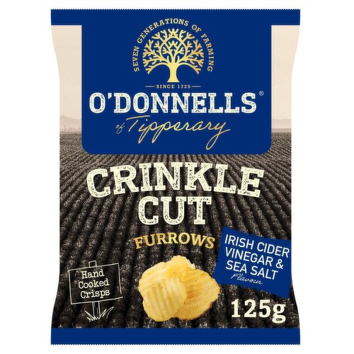 O'Donnells Crinkle Cut Furrows Irish Cider Vinegar & Sea Salt Flavour 125g