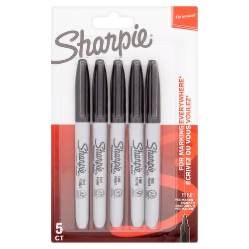 Sharpie Permanent Markers Fine Point Black 5 Count