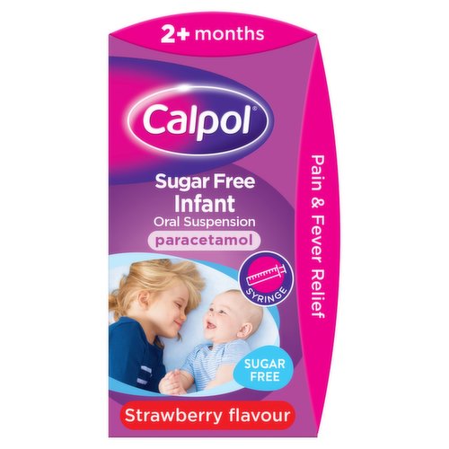 Calpol 120mg/5ml Sugar Free Infant Oral Suspension Strawberry Flavour 2+ Months 60ml