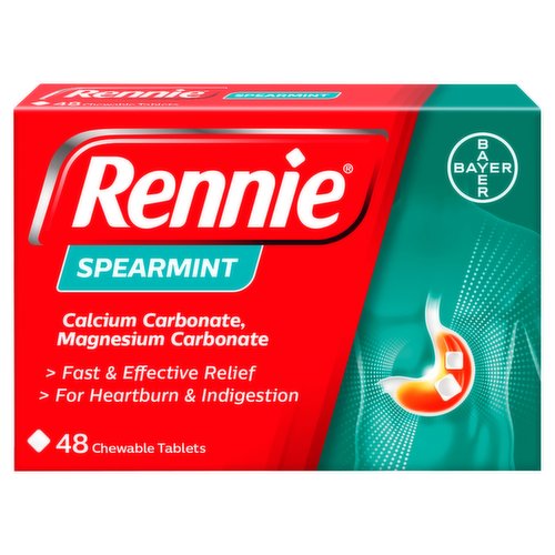 Rennie Spearmint 680mg/80mg 48 Chewable Tablets