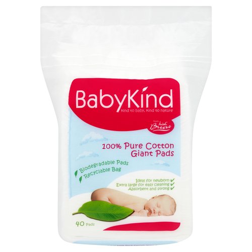 BabyKind 100% Pure Cotton Giant Pads 40 Pads