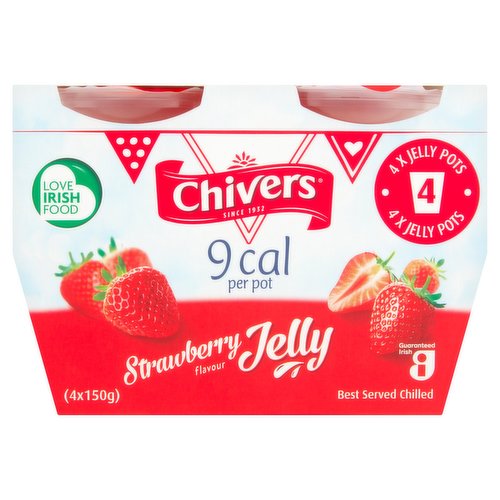 Chivers 9 Cal Strawberry Flavour Jelly 4 x 150g (600g)